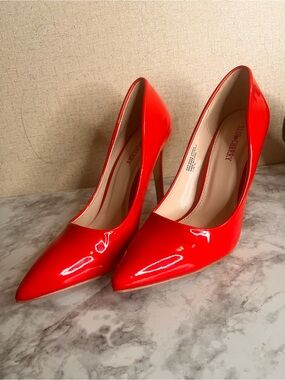 Women's Red Patent Pointed-Toe High Heels